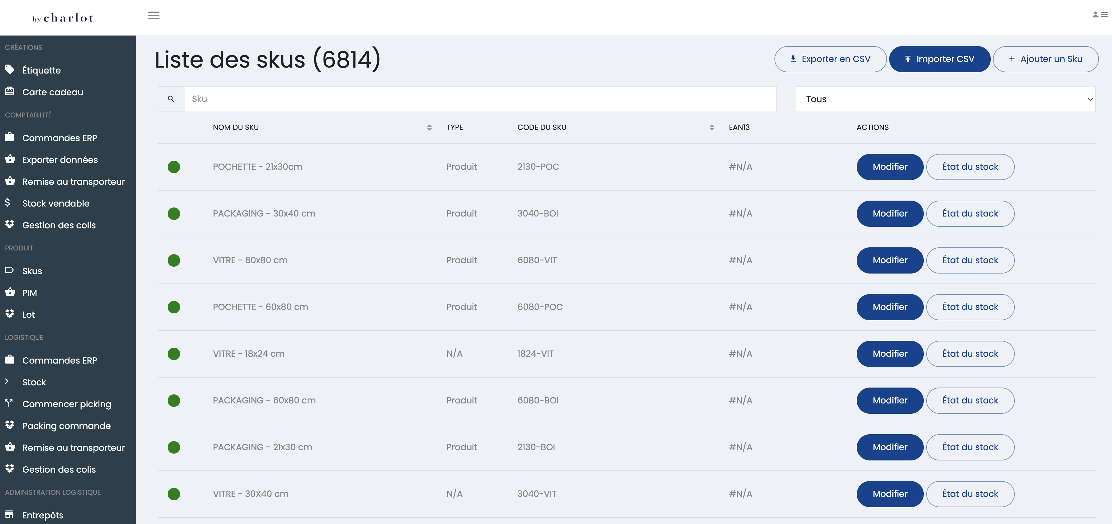 Gestion des produits